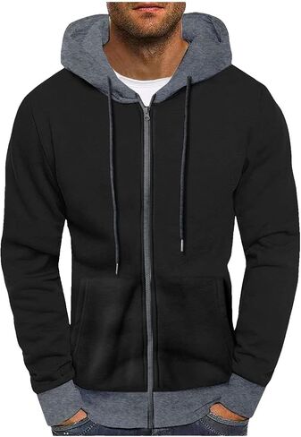 Alalaso Hoodies for Men 2025 Fall Casual Long Sleeve Sweatshirts Trendy Solid Color Drawstring Pullover Full Zip Up Outfits in Saudi Arabia
