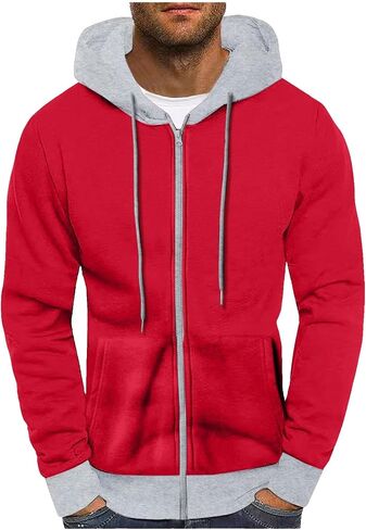 Alalaso Hoodies for Men 2025 Fall Casual Long Sleeve Sweatshirts Trendy Solid Color Drawstring Pullover Full Zip Up Outfits in Saudi Arabia