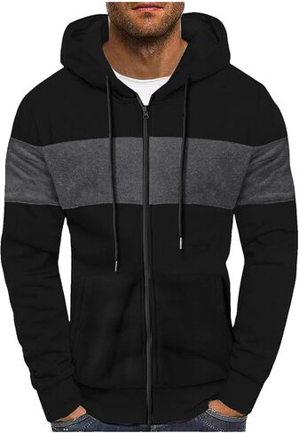 Alalaso Hoodies for Men 2025 Fall Casual Long Sleeve Sweatshirts Trendy Solid Color Drawstring Pullover Full Zip Up Outfits in Saudi Arabia