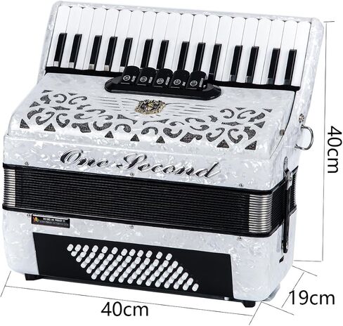 Accordion with 72 bass and 34 keys, suitable for beginners, students, and professionals, equipped with convenient straps and backpacks (white) in Saudi Arabia