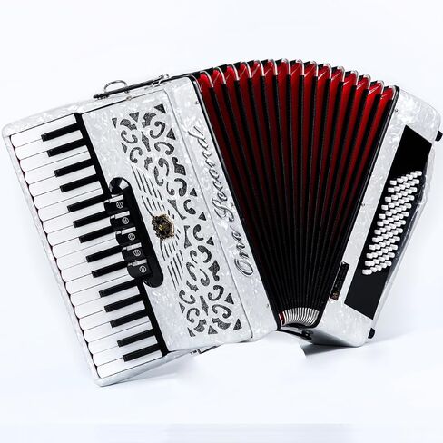 Accordion with 72 bass and 34 keys, suitable for beginners, students, and professionals, equipped with convenient straps and backpacks (white) in Saudi Arabia
