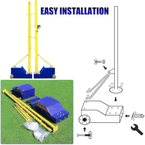 Adjustable Volleyball & Badminton Poles with Heavy-Duty Stand | 5ft-6.8ft Height | Easy-Mobility Wheels | Perfect for Training Kids, Adults & Schools in Saudi Arabia