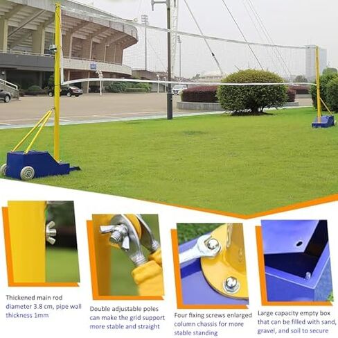 Adjustable Volleyball & Badminton Poles with Heavy-Duty Stand | 5ft-6.8ft Height | Easy-Mobility Wheels | Perfect for Training Kids, Adults & Schools in Saudi Arabia