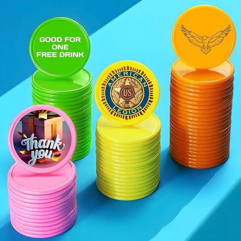 500 Custom Plastic Chips,Personalized Your Own Photo/Text/Logo on a Chip Double Sided Printing,Good for Beer or Drink in Bar Token in Kuwait