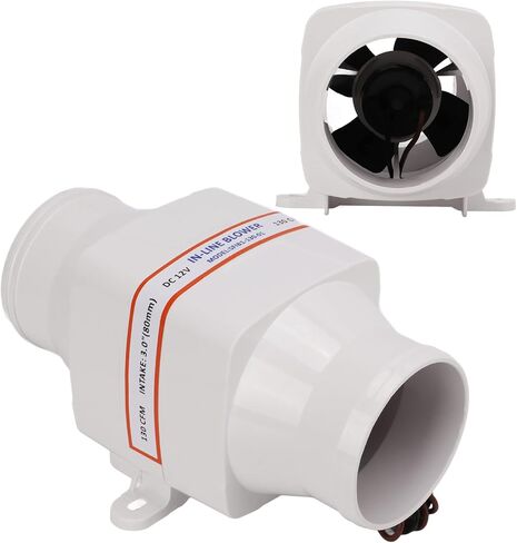 3 Inch 12V 130CFM Marine Bilge Air Blower Waterproof in Line Blower with 4 Blade Fan for Boat Marine Engine Compartment Ventilation White ABS Plastic in Saudi Arabia