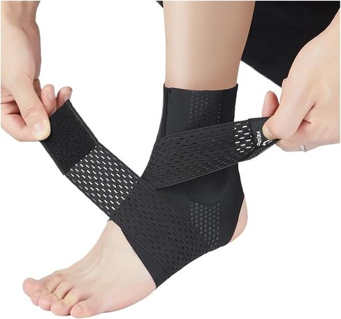 Brace Premium Adjustable Ankle Support Brace with Silicone Pad Massage Point Sport Protector(M) in Saudi Arabia