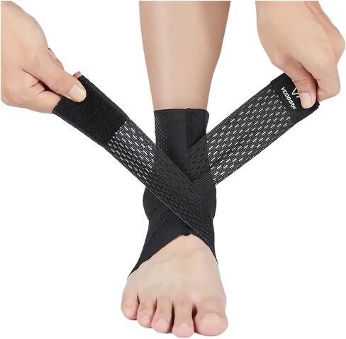 Brace Premium Adjustable Ankle Support Brace with Silicone Pad Massage Point Sport Protector(M) in Saudi Arabia