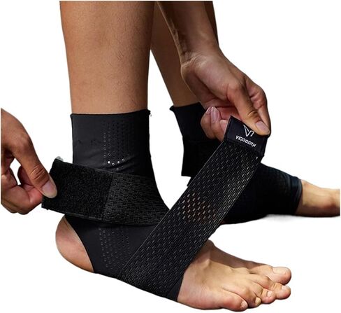 Brace Premium Adjustable Ankle Support Brace with Silicone Pad Massage Point Sport Protector(M) in Saudi Arabia