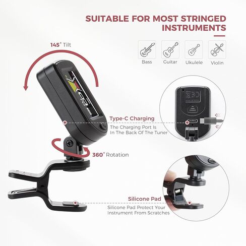 Guitar Capo Rechargeable Guitar Tuner Acoustic Guitar Accessories Kit Including Capo, Tuner, Picks, Wall Mount Hanger, Guitar String Cleaner for Guitar Players in Saudi Arabia