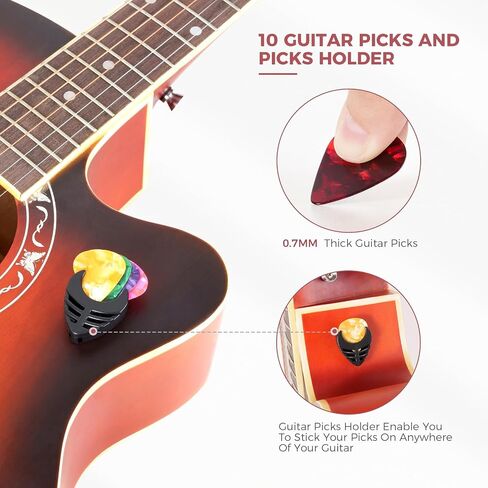 Guitar Capo Rechargeable Guitar Tuner Acoustic Guitar Accessories Kit Including Capo, Tuner, Picks, Wall Mount Hanger, Guitar String Cleaner for Guitar Players in Saudi Arabia