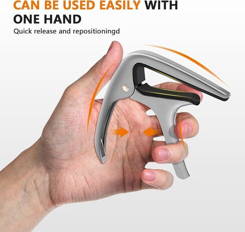 Guitar Capo - Suitable for electric guitar, acoustic guitar and other instruments, silicone clip, anti-scratch - Silvery white in Saudi Arabia