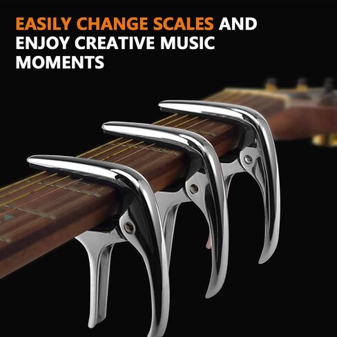 Guitar Capo - Suitable for electric guitar, acoustic guitar and other instruments, silicone clip, anti-scratch - Silvery white in Saudi Arabia