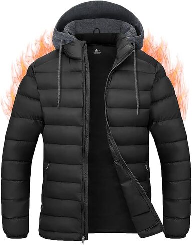SWISSWELL Mens Lightweight Puffer Jacket with Hood Quilted Insulated Water-Resistant Coat Warm Winter Zip Up Hooded Jacket in Saudi Arabia
