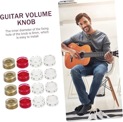 SUPVOX 32pcs Electric Guitar Bass Volume Knob Potentiometer Caps Gold Guitar Knob Tone Control in Saudi Arabia