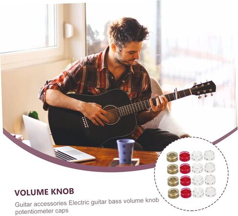 SUPVOX 32pcs Electric Guitar Bass Volume Knob Potentiometer Caps Gold Guitar Knob Tone Control in Saudi Arabia