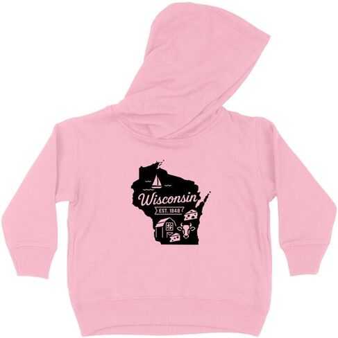 State Shape Wisconsin Kids Hoodie Sweatshirt Toddler in Saudi Arabia