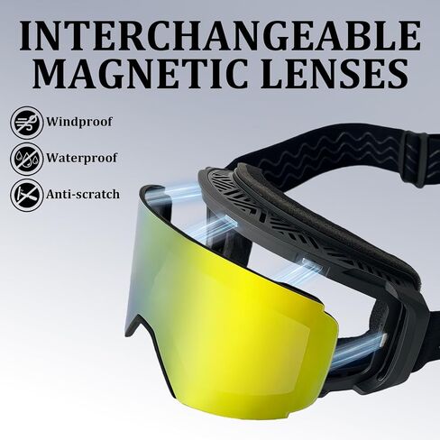 Ski/Snowboard Goggles,Magnetic Interchangeable Lens 100% UV400 Protection Anti Fog OTG Snow Goggles for Men Women in Saudi Arabia