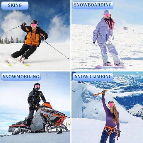 OTG Ski Goggles,Frameless Anti Fog Snowboard Goggles,100% UV Protection Magnetic Interchangeable Lens in Saudi Arabia