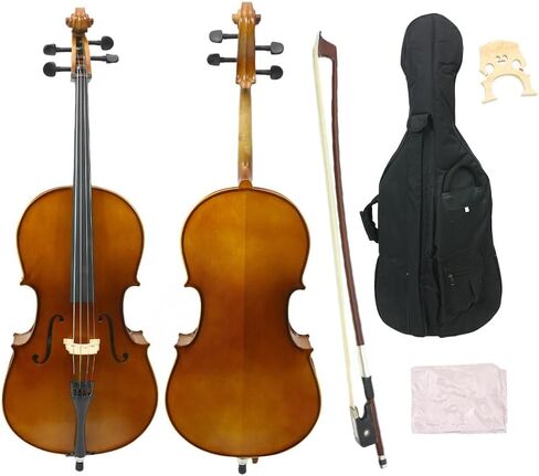 Beginner Cello 1/8 Handmade Acoustic Cello Kit with Portable Bag, Bow, Bridge, String Musical Instruments (1/8,brown) in Saudi Arabia