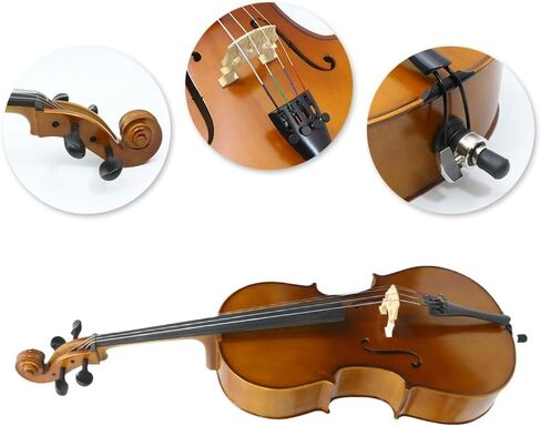 Beginner Cello 1/8 Handmade Acoustic Cello Kit with Portable Bag, Bow, Bridge, String Musical Instruments (1/8,brown) in Saudi Arabia