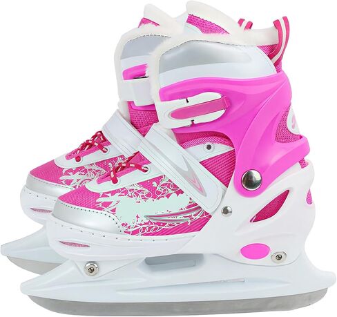 Ice Skates Adjustable for Kids, Breathable Mesh, Carbon Steel Blades, Cushioned Liner, Warm, Ankle Support Protective, Sizes 39-42 in Saudi Arabia