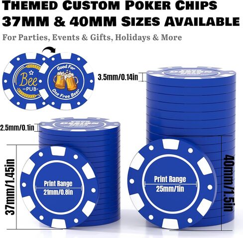 100-1000 Custom Poker Chips for 9 Colors, Drink Tokens Chips UV Full Color Printed with Logo Image Text, Personalized Custom Chips for Bar, Party, Company Logo and Promotions in Saudi Arabia