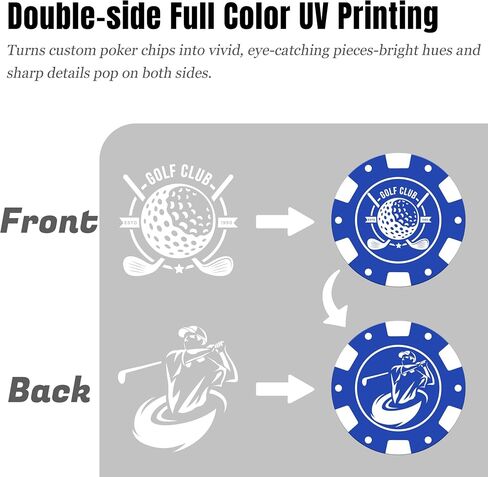 100-1000 Custom Poker Chips for 9 Colors, Drink Tokens Chips UV Full Color Printed with Logo Image Text, Personalized Custom Chips for Bar, Party, Company Logo and Promotions in Saudi Arabia