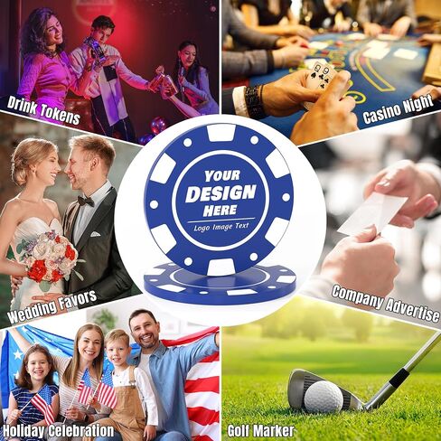 100-1000 Custom Poker Chips for 9 Colors, Drink Tokens Chips UV Full Color Printed with Logo Image Text, Personalized Custom Chips for Bar, Party, Company Logo and Promotions in Saudi Arabia