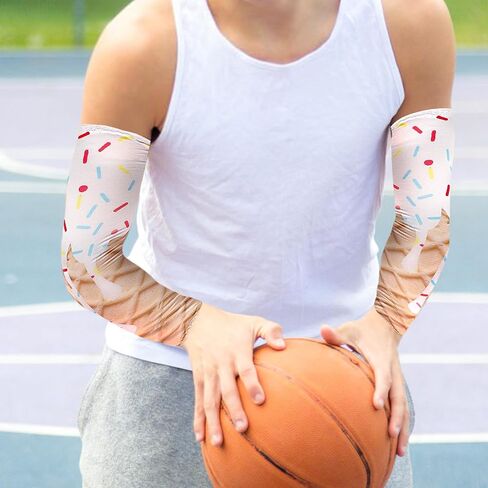 6 Pairs Ice Cream Arm Sleeve, Milk Silk Compression Baseball Arm Sleeve Sun Protection Cooling for Baseball Football Basketball Men Women in Saudi Arabia