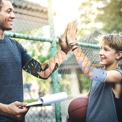 6 Pairs Ice Cream Arm Sleeve, Milk Silk Compression Baseball Arm Sleeve Sun Protection Cooling for Baseball Football Basketball Men Women in Saudi Arabia