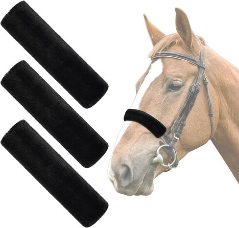 3 Pcs Horse Halter Noseband Cover Set, Artificial Rabbit Fur Soft Padded Breakaway Horse Nose Cover, Breathable and Replaceable Horses Bridle Nose Band Training Buffer Accessories (11.8" or 8.6" Long) in Saudi Arabia