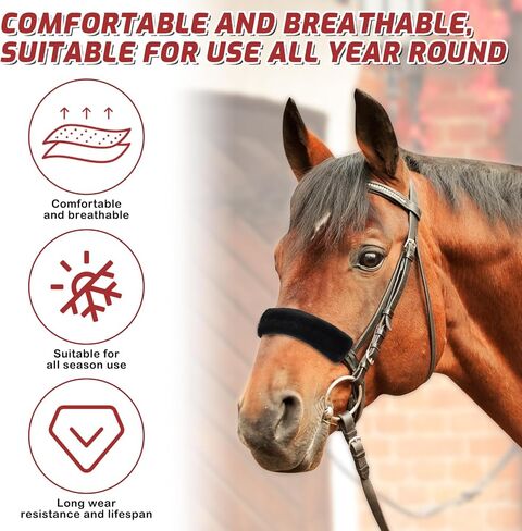 3 Pcs Horse Halter Noseband Cover Set, Artificial Rabbit Fur Soft Padded Breakaway Horse Nose Cover, Breathable and Replaceable Horses Bridle Nose Band Training Buffer Accessories (11.8" or 8.6" Long) in Saudi Arabia