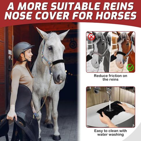 3 Pcs Horse Halter Noseband Cover Set, Artificial Rabbit Fur Soft Padded Breakaway Horse Nose Cover, Breathable and Replaceable Horses Bridle Nose Band Training Buffer Accessories (11.8" or 8.6" Long) in Saudi Arabia