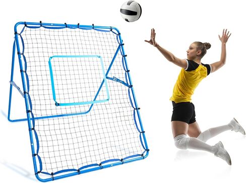Volleyball Rebounder Net,【5x4FT】 Baseball Rebounder Net - 6-Angle Adjustable Training Net with Target Ribbon | Heavy-Duty Steel Frame & High-Elastic Net |Soccer Lacrosse Softball in Saudi Arabia