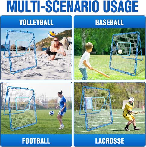 Volleyball Rebounder Net,【5x4FT】 Baseball Rebounder Net - 6-Angle Adjustable Training Net with Target Ribbon | Heavy-Duty Steel Frame & High-Elastic Net |Soccer Lacrosse Softball in Saudi Arabia