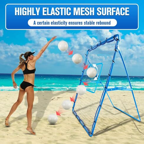 Volleyball Rebounder Net,【5x4FT】 Baseball Rebounder Net - 6-Angle Adjustable Training Net with Target Ribbon | Heavy-Duty Steel Frame & High-Elastic Net |Soccer Lacrosse Softball in Saudi Arabia