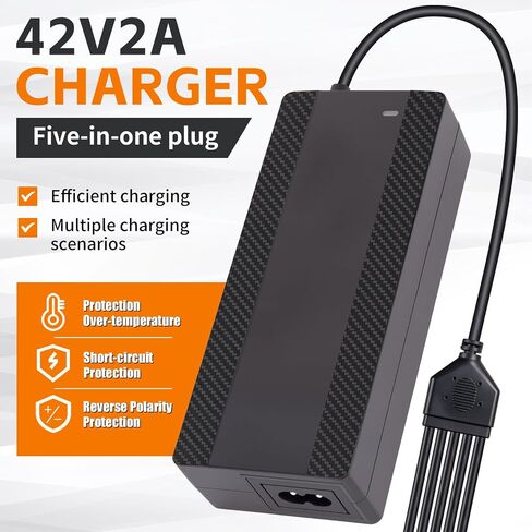 42V 2A Electric Scooter Charger for 36V Lithium Battery, 5-in-1 Plug Ebike Charger for Gotrax, Jetson, Razor, Swagtron, Bird, Segway,UL Certified in Saudi Arabia