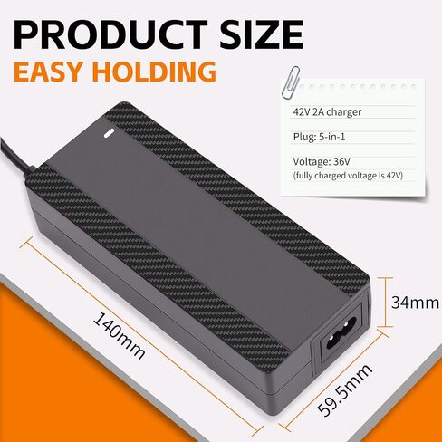 42V 2A Electric Scooter Charger for 36V Lithium Battery, 5-in-1 Plug Ebike Charger for Gotrax, Jetson, Razor, Swagtron, Bird, Segway,UL Certified in Saudi Arabia