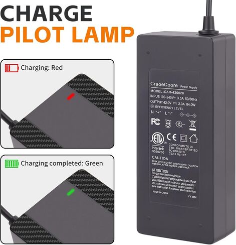 42V 2A Electric Scooter Charger for 36V Lithium Battery, 5-in-1 Plug Ebike Charger for Gotrax, Jetson, Razor, Swagtron, Bird, Segway,UL Certified in Saudi Arabia