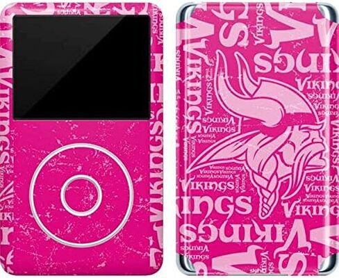 ملصق Skinit لمشغل MP3 متوافق مع iPod Classic (الجيل السادس) 80 جيجابايت - مرخص رسميًا من NFL Minnesota Vikings - تصميم وردي فاتح in Saudi Arabia
