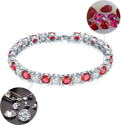 18K White Gold Bracelet With Emerald Moissanite Bracelet For Women GirlTennis Bracelet for Women in Saudi Arabia