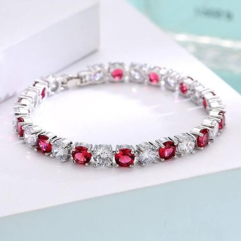 18K White Gold Bracelet With Emerald Moissanite Bracelet For Women GirlTennis Bracelet for Women in Saudi Arabia