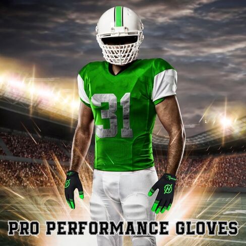 Youth Unisex American Football Gloves M/o Silicone Palm, Breathable Material with Hook & Loop in Flexible Fit in Saudi Arabia
