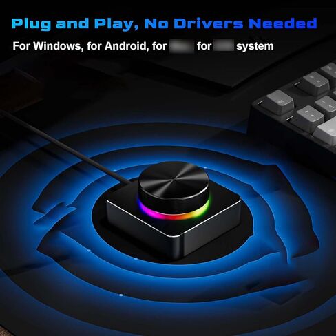 USB Volume Control Knob, Audio Remote Volume Knob with RGB Light and Type C Cable, Rotate Volume Adjustment & One Key Mute Function, USB 2.4G Multimedia Controller in Saudi Arabia