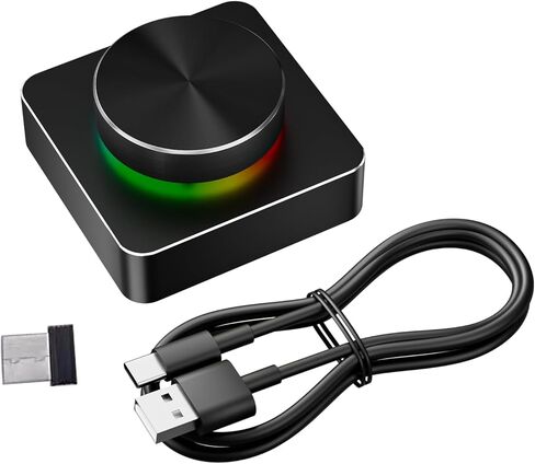USB Volume Control Knob, Audio Remote Volume Knob with RGB Light and Type C Cable, Rotate Volume Adjustment & One Key Mute Function, USB 2.4G Multimedia Controller in Saudi Arabia