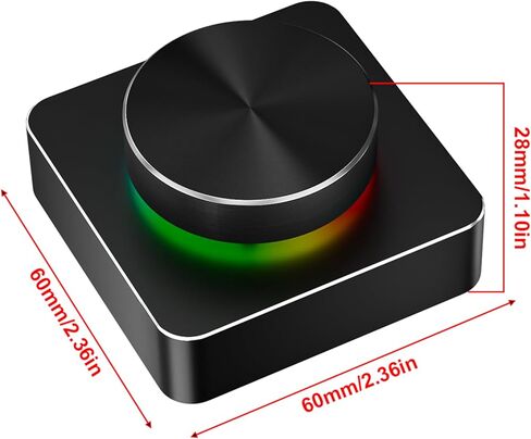 USB Volume Control Knob, Audio Remote Volume Knob with RGB Light and Type C Cable, Rotate Volume Adjustment & One Key Mute Function, USB 2.4G Multimedia Controller in Saudi Arabia