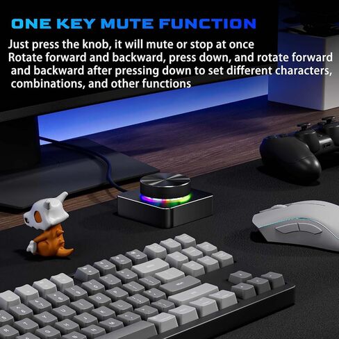 Yoidesu USB Volume Control Knob with RGB Light for Android System, PC Multimedia, Type C External Media Adjustment Controller, Computer Audio Adjuster Controls, USB 2.4G in Saudi Arabia