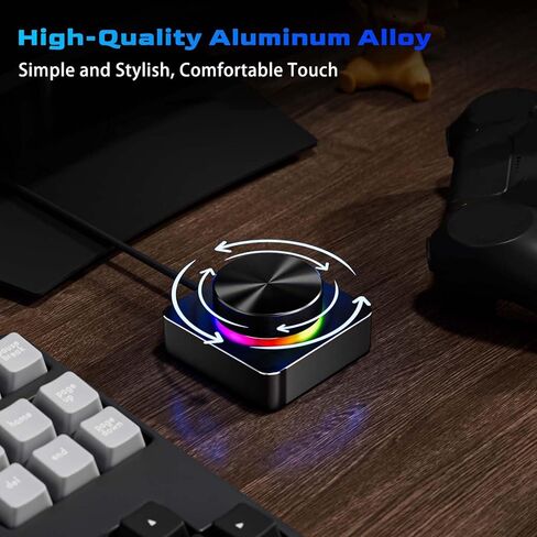 Yoidesu USB Volume Control Knob with RGB Light for Android System, PC Multimedia, Type C External Media Adjustment Controller, Computer Audio Adjuster Controls, USB 2.4G in Saudi Arabia