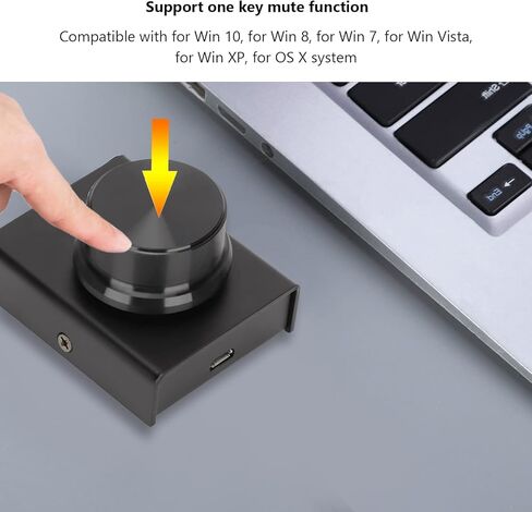 USB Audio Volume Controller, One Key Mute Function, 2m/6.6ft Cable, Metal Case, Black Computer Speaker Control Knob for Win7/8/10/ Vista/OS X in Kuwait