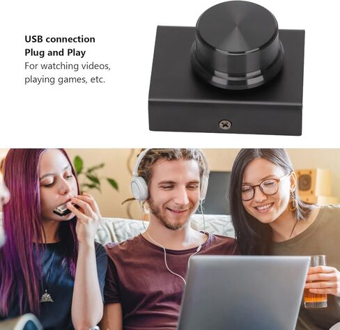 USB Audio Volume Controller, One Key Mute Function, 2m/6.6ft Cable, Metal Case, Black Computer Speaker Control Knob for Win7/8/10/ Vista/OS X in Kuwait